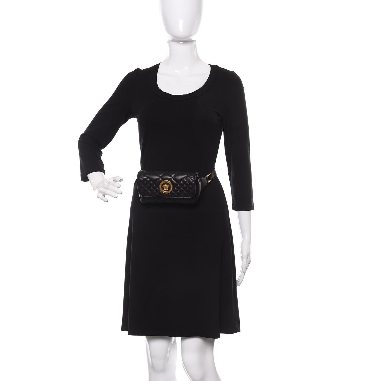 Nappa Barocco Quilted Vanitas Medea Belt Bag Black