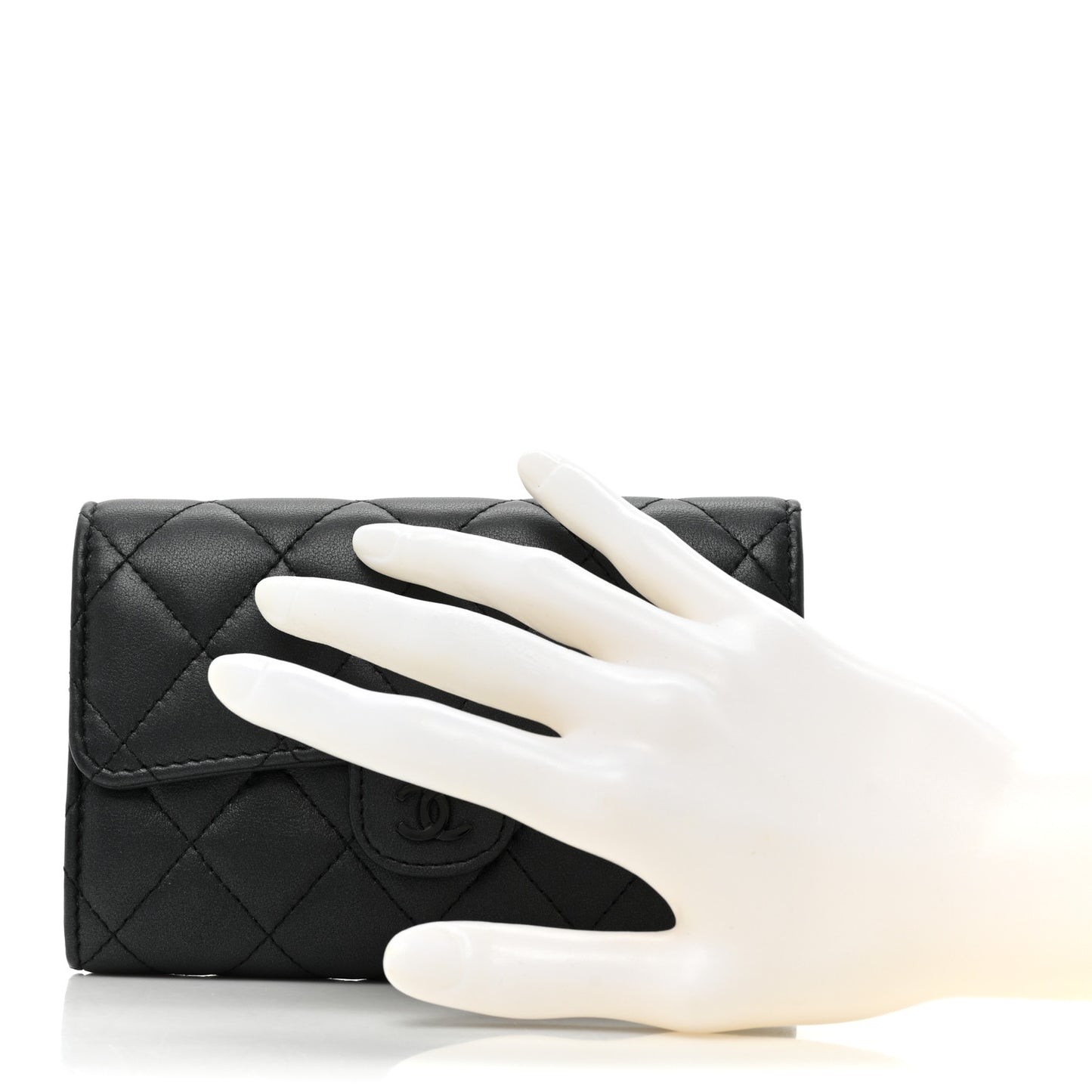 Lambskin Quilted Medium Flap Wallet So Black