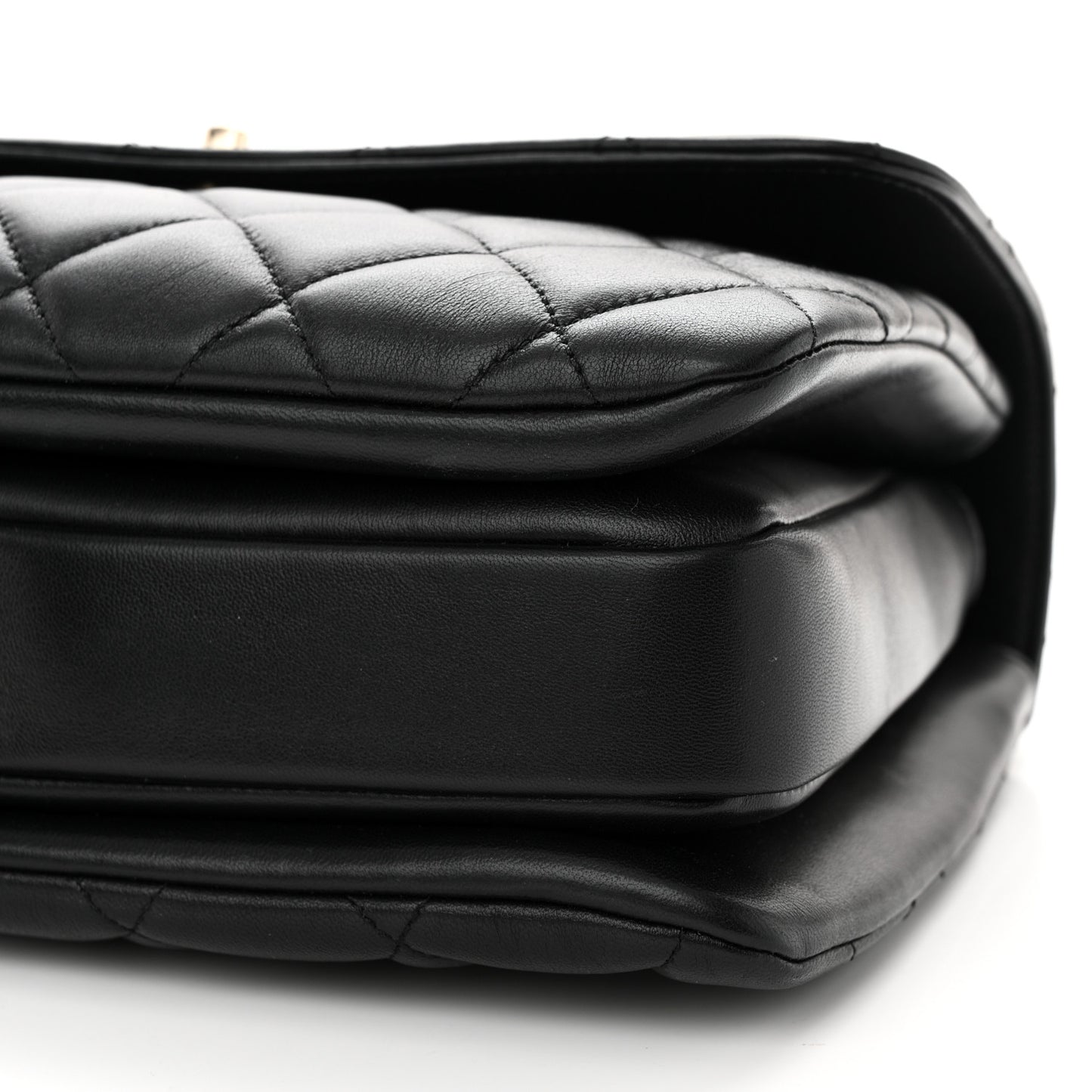 Lambskin Quilted Medium Trendy CC Flap Dual Handle Bag Black