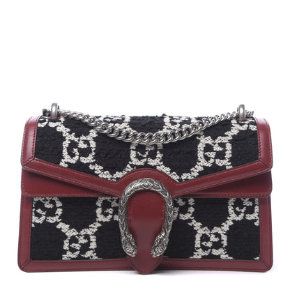 Gucci Tweed GG Monogram Small Dionysus Shoulder Bag Black White Romantic Cherry 1 of 11