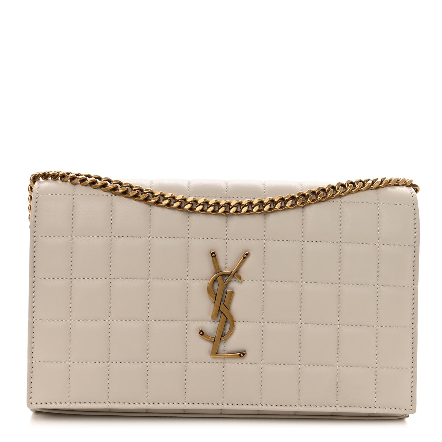 Lambskin Carre Quilted Cassandre Chain Wallet Blanc Vintage