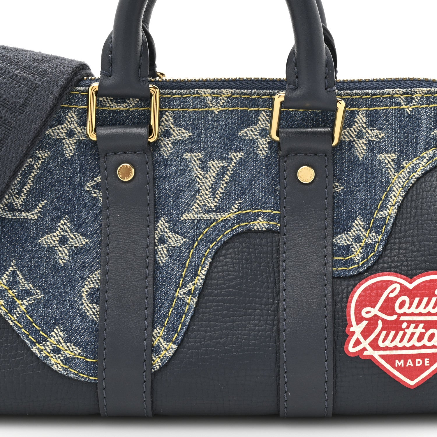 Louis Vuitton X NIGO Taurillon Monogram Denim Drip Keepall XS Blue 7 of 10