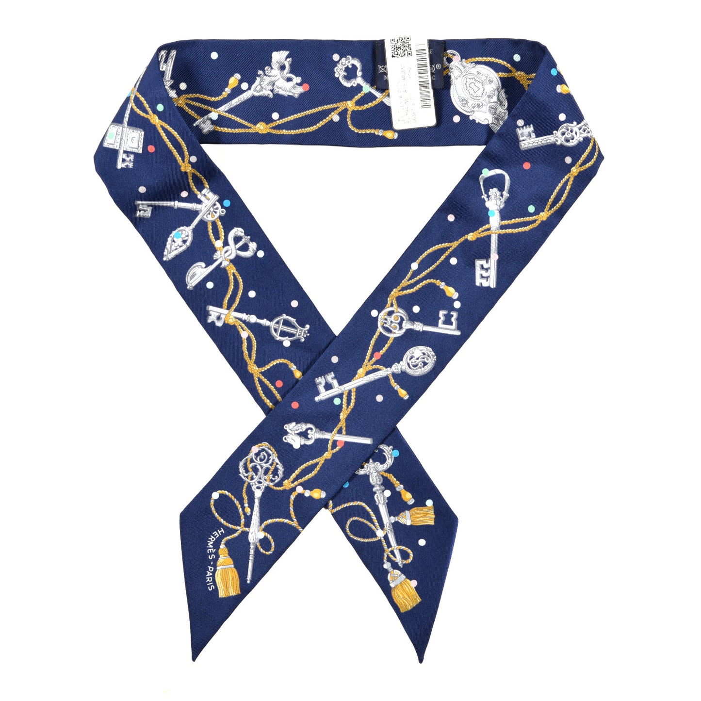 Silk Les Cles A Pois Twilly Marine Gris Argent