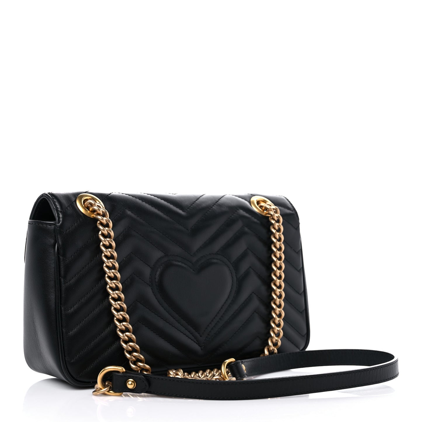 Calfskin Matelasse Small GG Marmont Shoulder Bag Black
