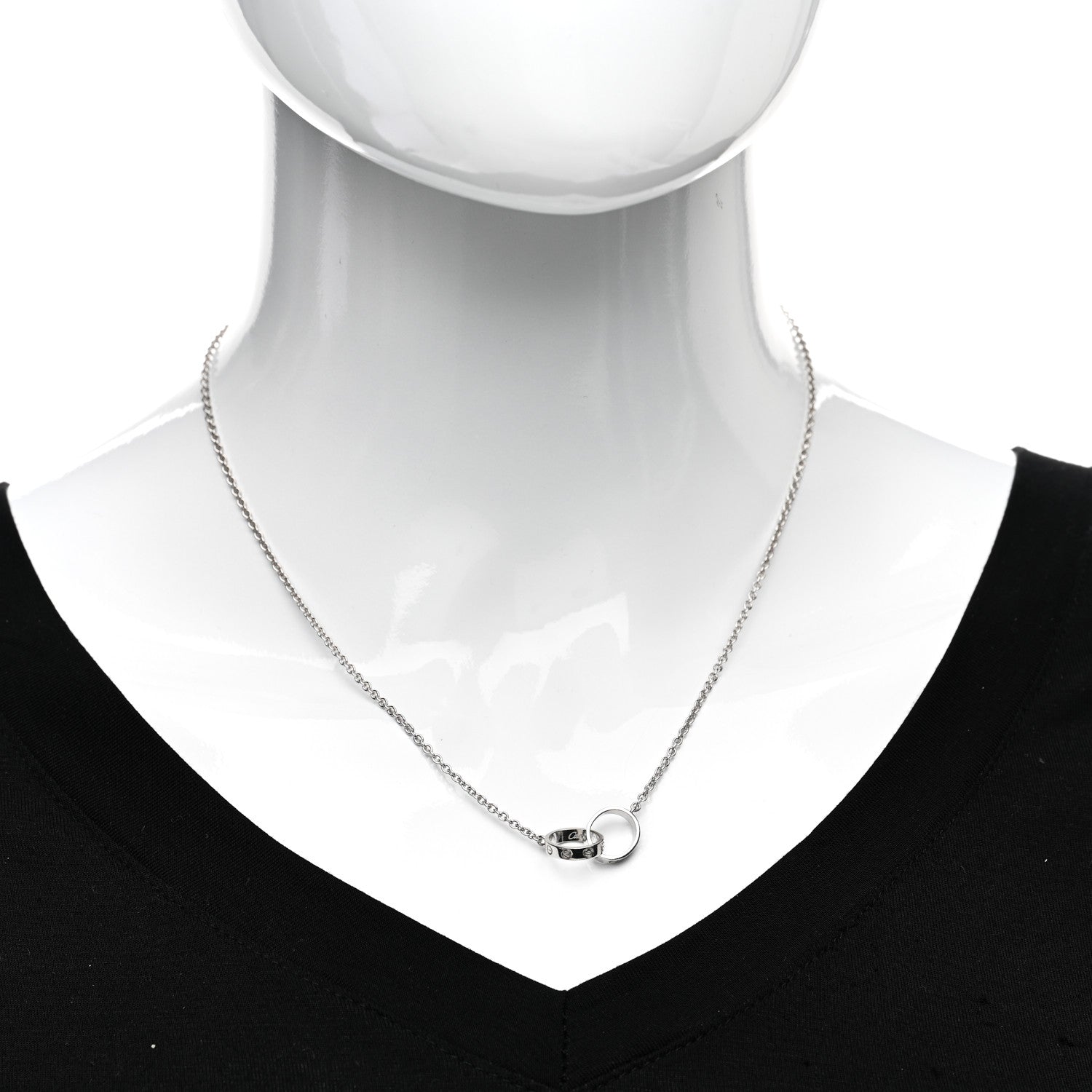 Cartier 18K White Gold Interlocking LOVE Necklace 2 of 4