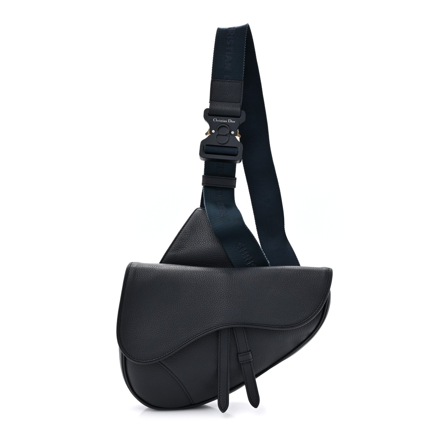 Christian Dior Grained Calfskin Kim Jones Saddle Bag Navy Blue 1 of 10
