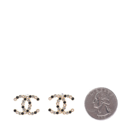 Chanel Resin Pearl Crystal CC Earrings Gold Black 2 of 5
