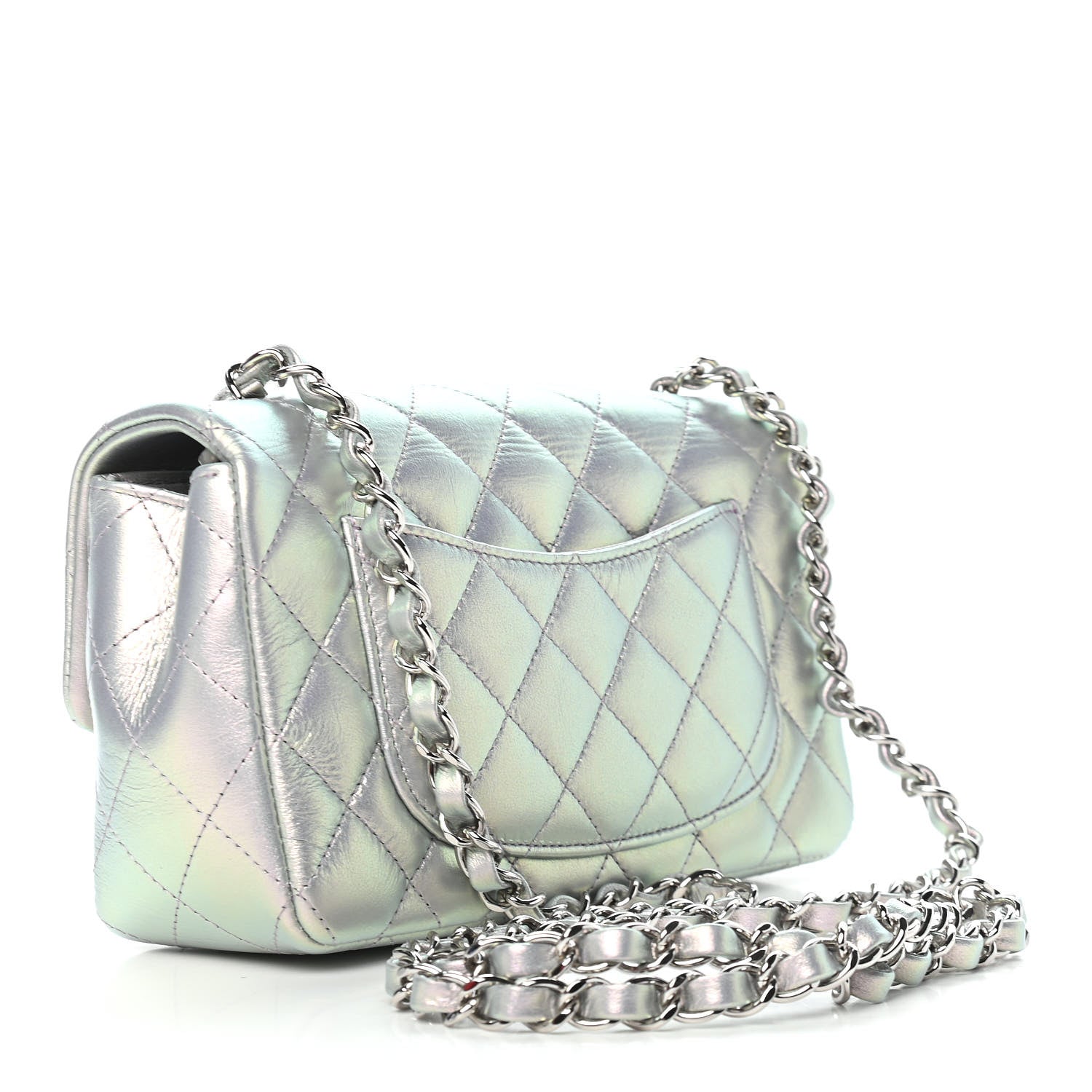 Chanel Iridescent Calfskin Quilted Mini Rectangular Flap Light Purple 3 of 10