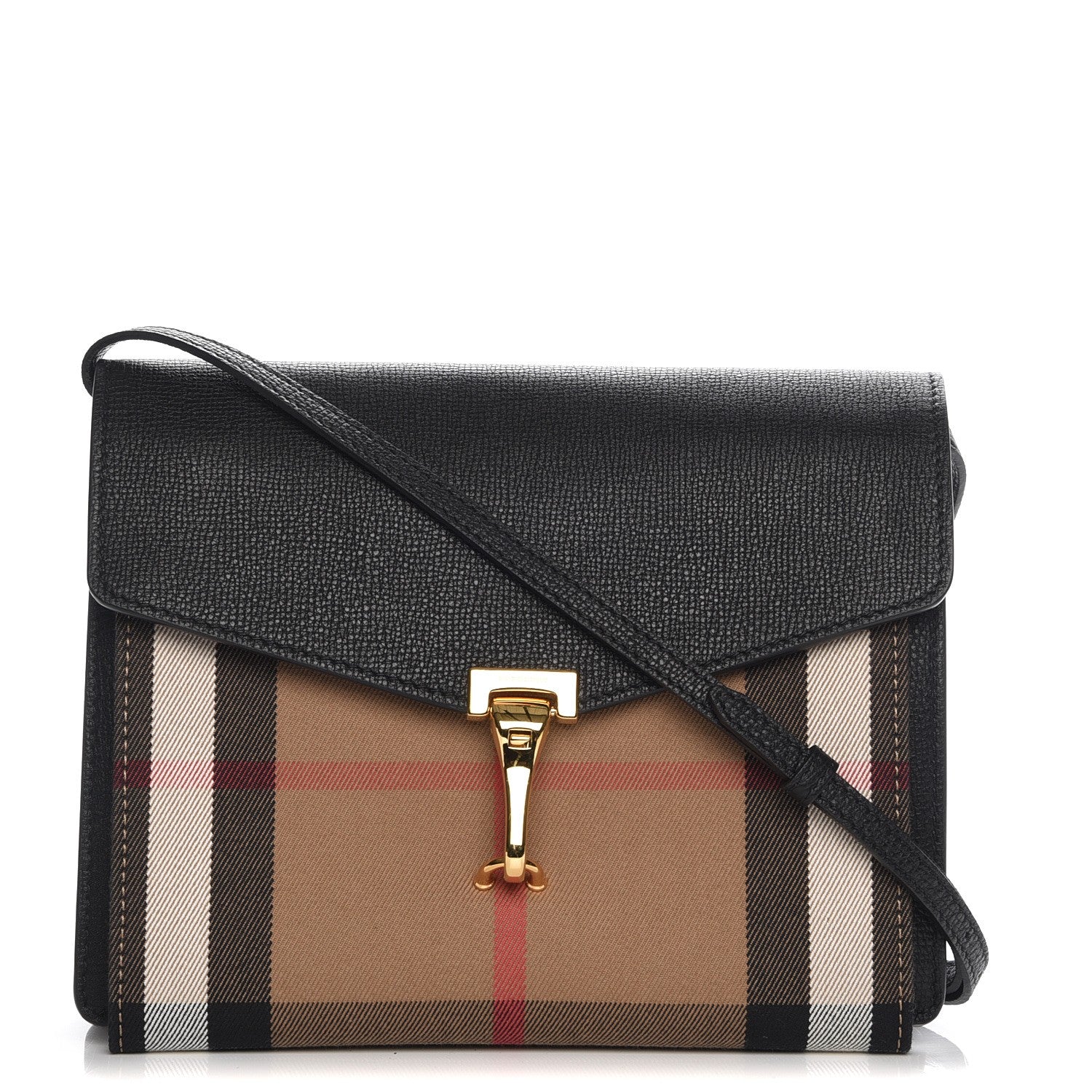 Burberry Derby Calfskin House Check Small Macken Crossbody Bag Black 1 of 8
