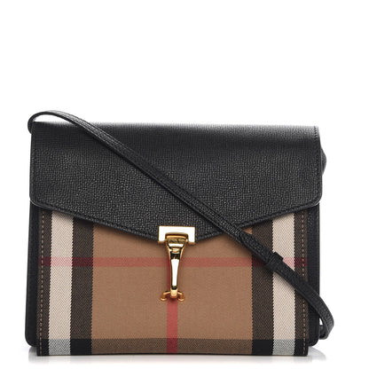 Burberry Derby Calfskin House Check Small Macken Crossbody Bag Black 1 of 8