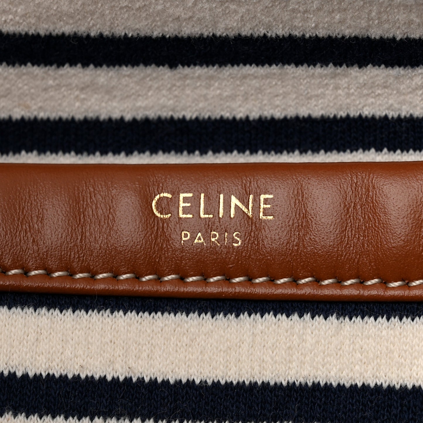 Canvas Calfskin Striped Triomphe Cabas Navy