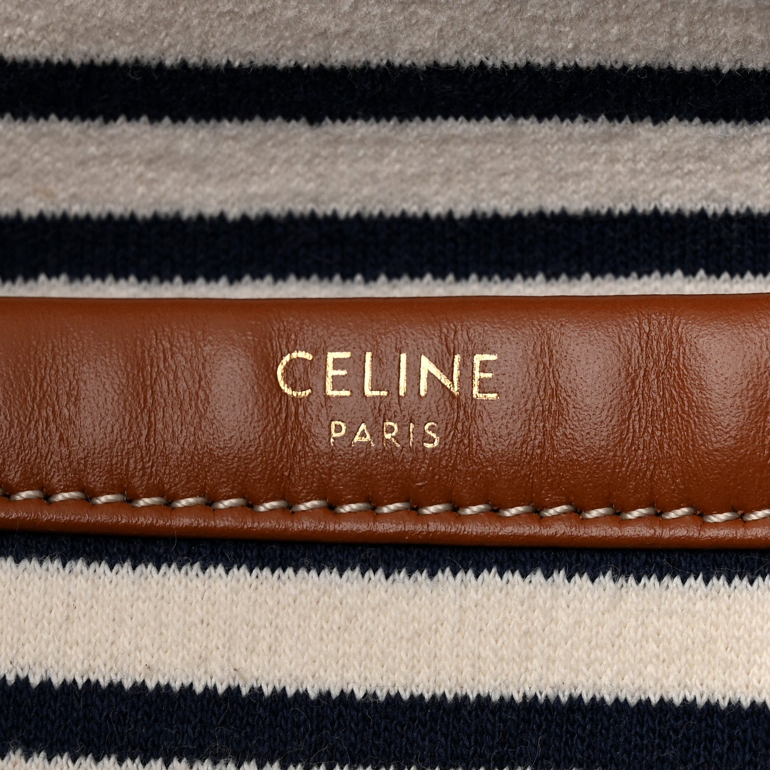 Celine Canvas Calfskin Striped Triomphe Cabas Navy 6 of 10