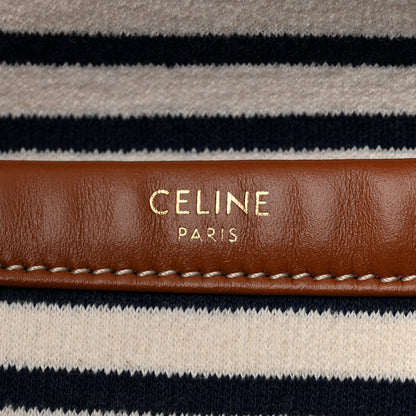 Celine Canvas Calfskin Striped Triomphe Cabas Navy 6 of 10