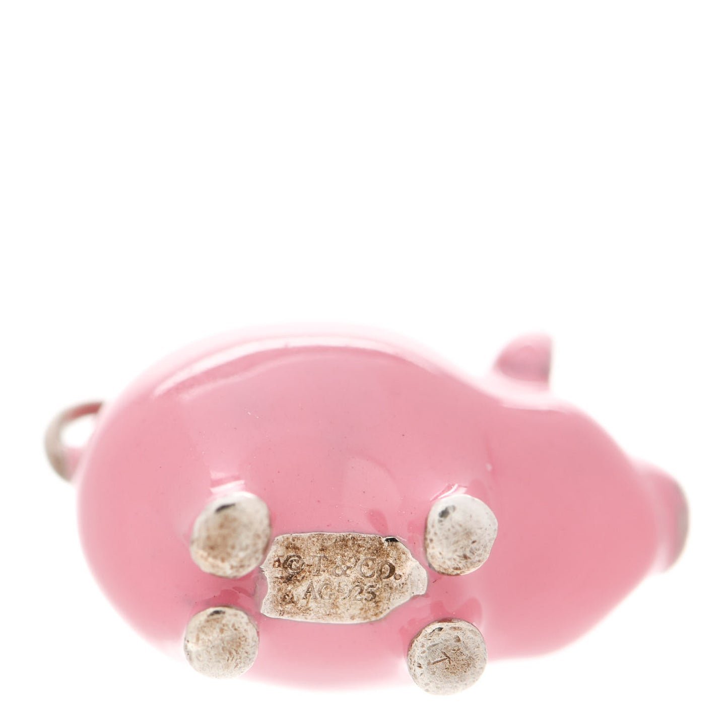Sterling Silver Enamel Pig Charm Pink