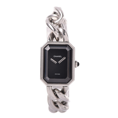 Chanel Stainless Steel 20mm Chain Premiere Quartz Watch Black L 1 of 6