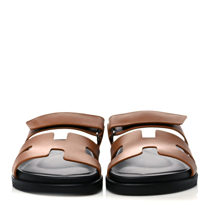 Hermes Calfskin Womens Chypre Sandals 38.5 Naturel 2 of 10