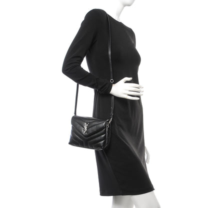 Saint Laurent Calfskin Y Quilted Monogram Toy Loulou Crossbody Bag Black 2 of 9