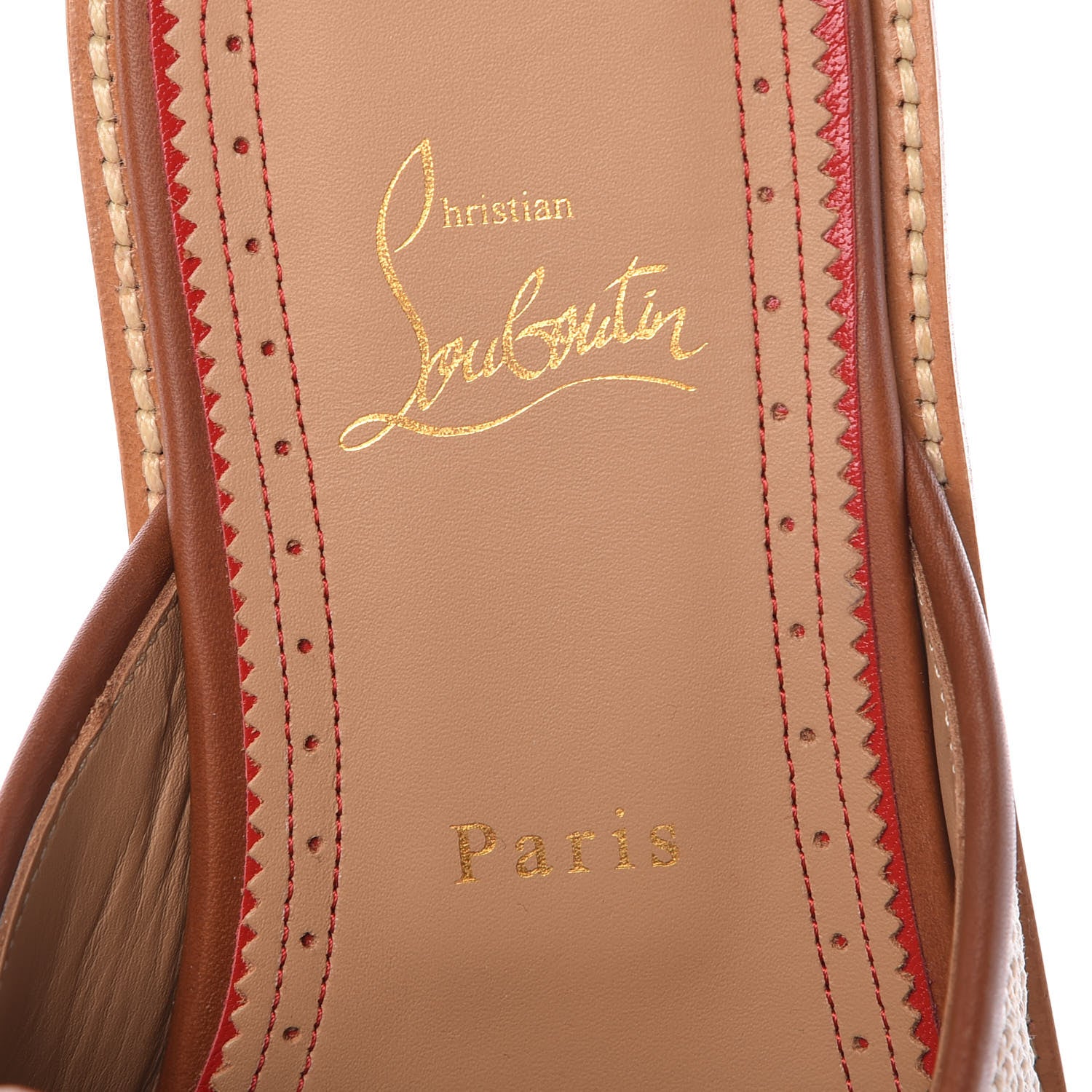 Christian Louboutin Calf Nappa Paille Matelasse Mens Youseffo Flat 41 Beige Cuoio 7 of 8