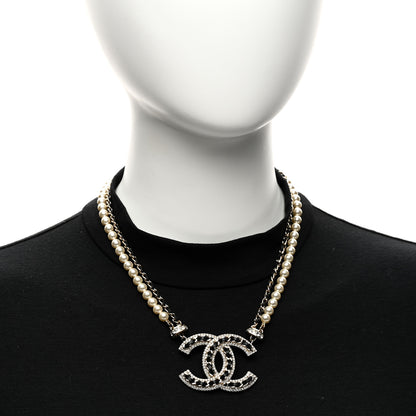 Chanel Crystal Pearl Lambskin CC Chain Choker Gold Black 2 of 6