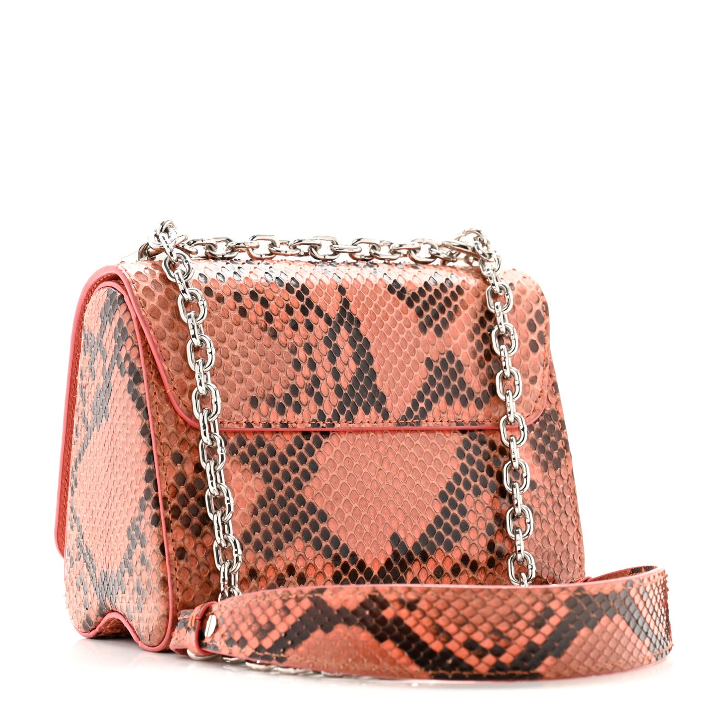 Snakeskin Twist Shoulder Bag PM Coral