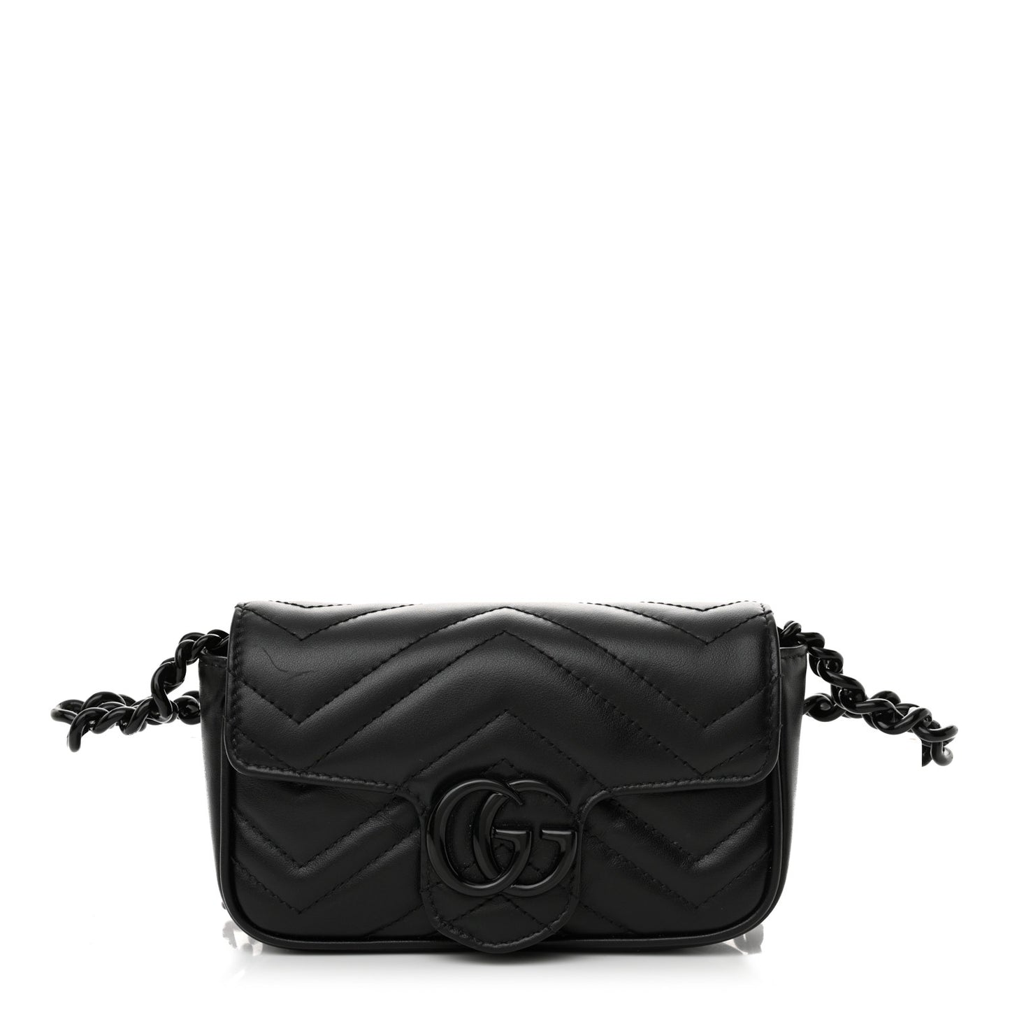 Calfskin Matelasse Monochrome GG Marmont Chain Belt Bag Black