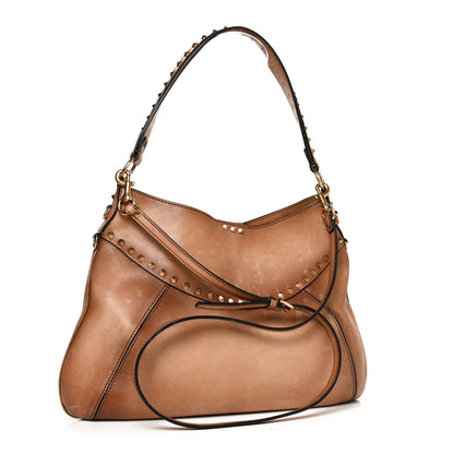 Valentino Garavani Buffed Calfskin Medium Twinkle Studs Hobo Camel 5 of 23