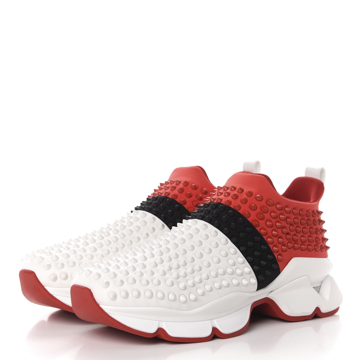 Christian Louboutin Neoprene Mens Tricolore Spike Sock Flat Sneakers 41 Version Multi 3 of 9