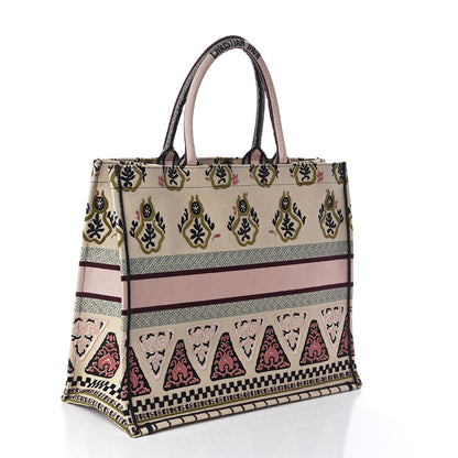 Christian Dior Canvas Embroidered Geometric Book Tote Multicolor 3 of 9