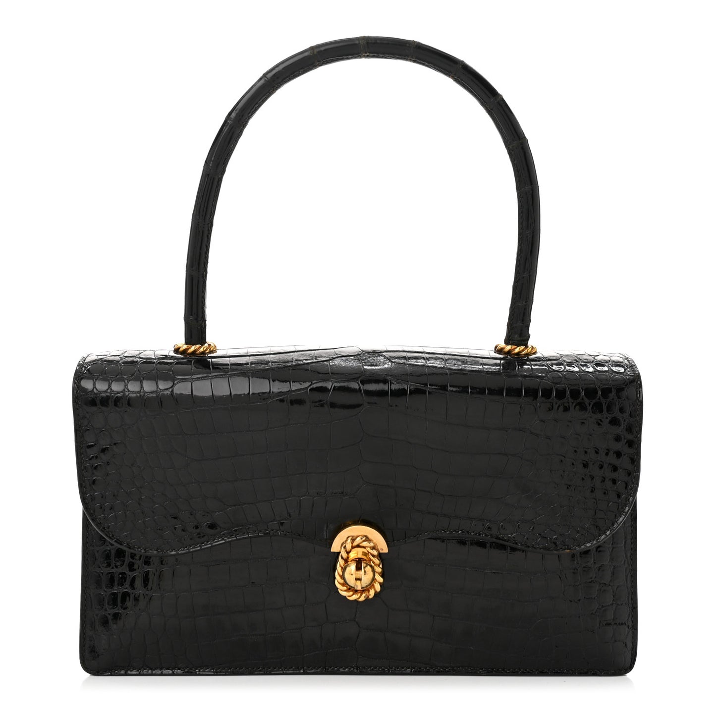 Shiny Crocodile Sac Cordeliere Black