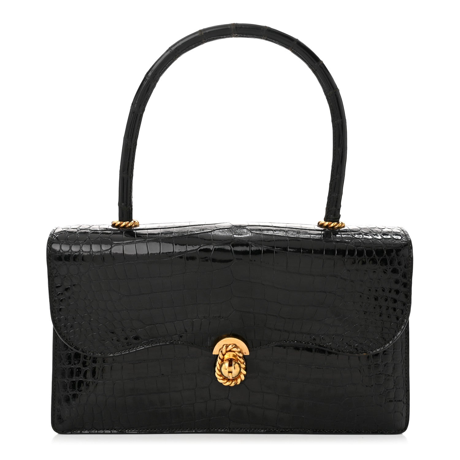 Hermes Shiny Crocodile Sac Cordeliere Black 1 of 10