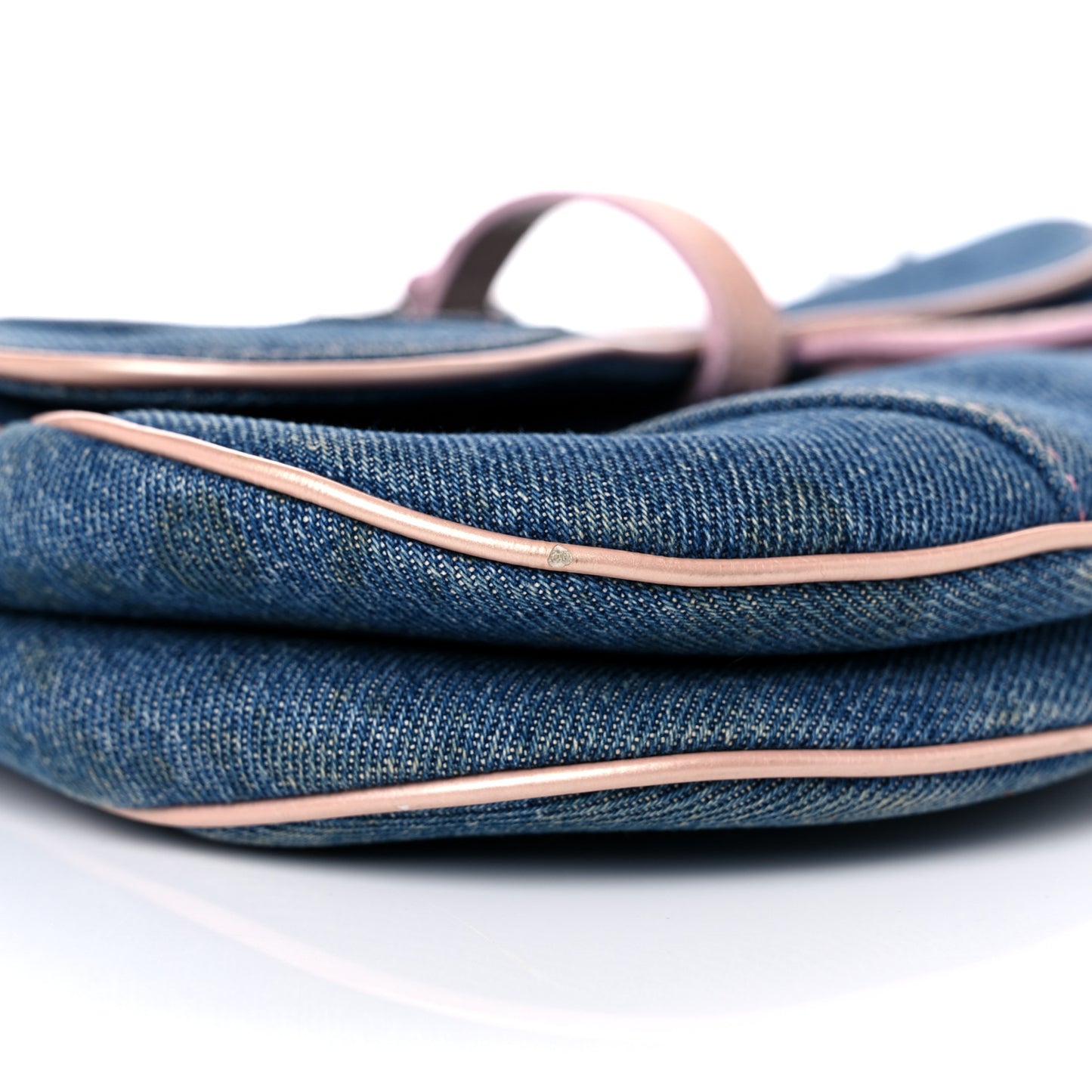 Patent Denim Jeans Saddle Bag Blue Pink