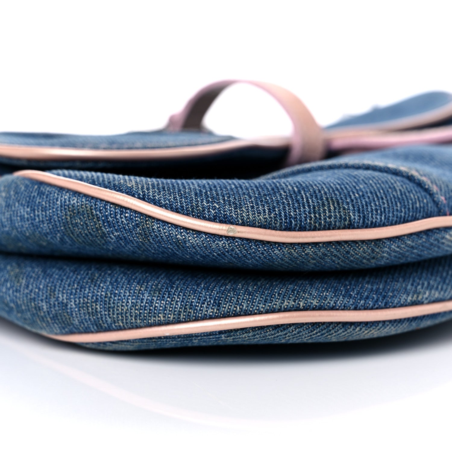 Christian Dior Patent Denim Jeans Saddle Bag Blue Pink 7 of 27