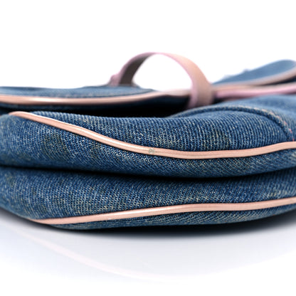 Christian Dior Patent Denim Jeans Saddle Bag Blue Pink 7 of 27