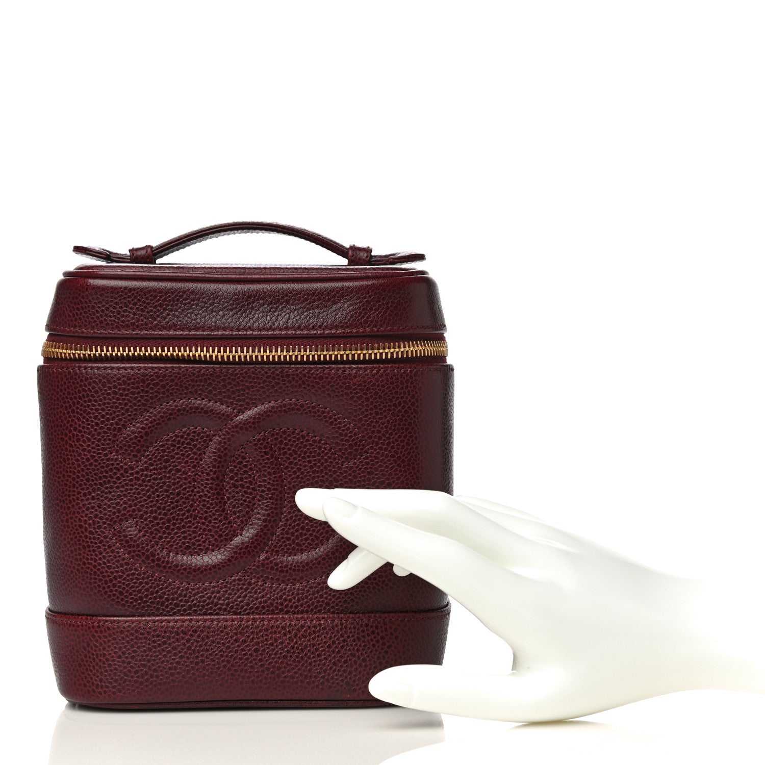 Chanel Caviar Vanity Cosmetic Case Burgundy 2 of 11