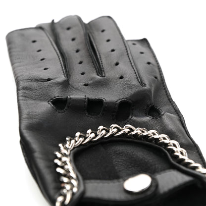 Chanel Lambskin Chain Fingerless Gloves 7 Black 5 of 6