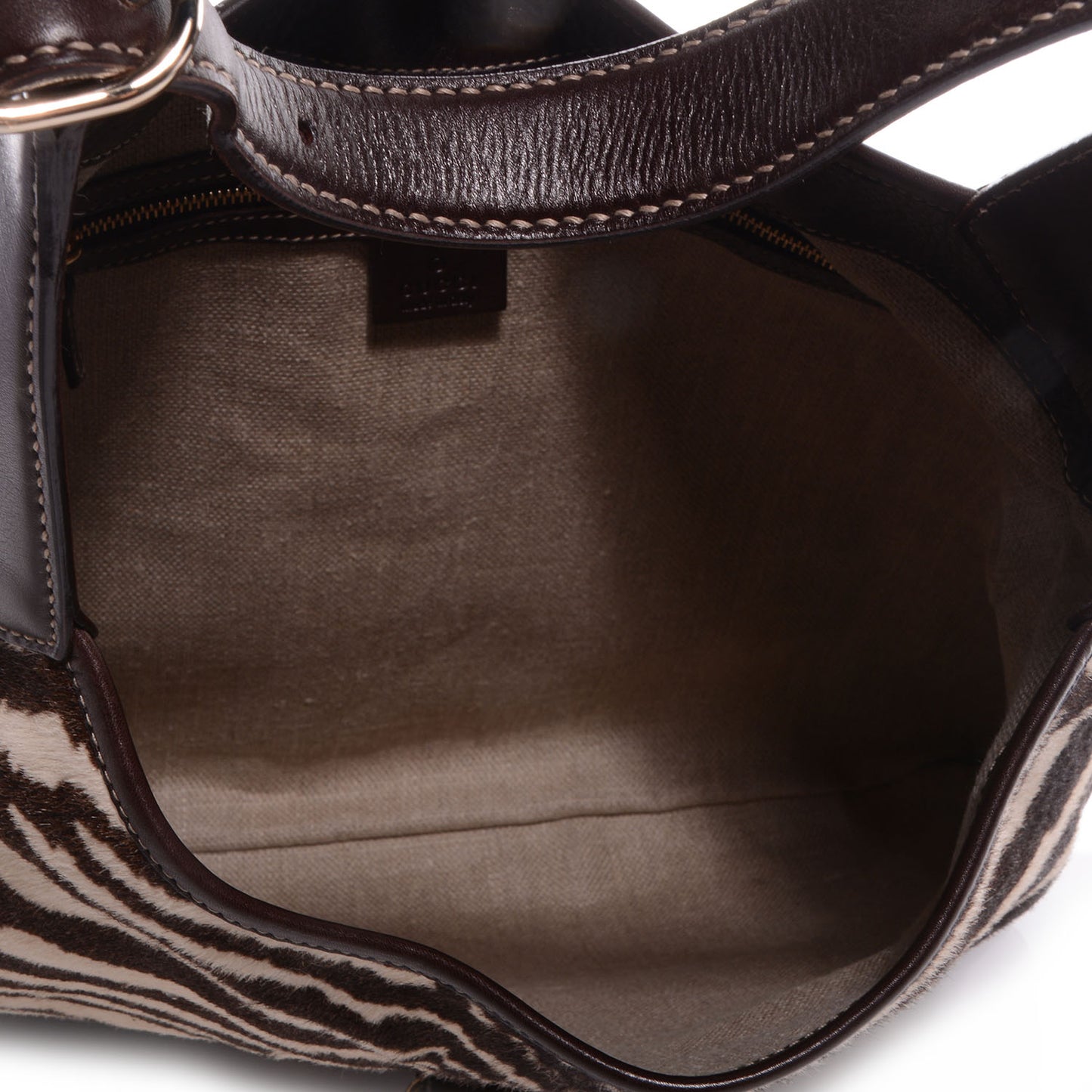 Pony Hair Zebra Print Large Jackie O Bouvier Hobo Brown