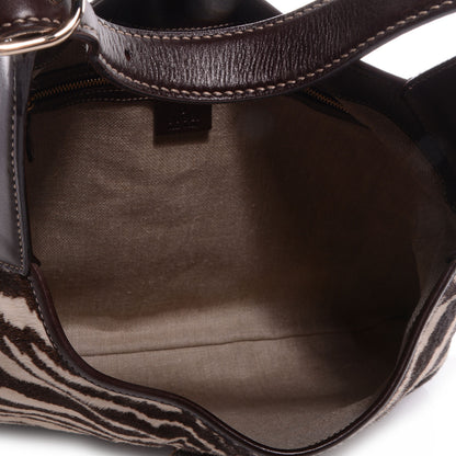 Gucci Pony Hair Zebra Print Large Jackie O Bouvier Hobo Brown 5 of 8
