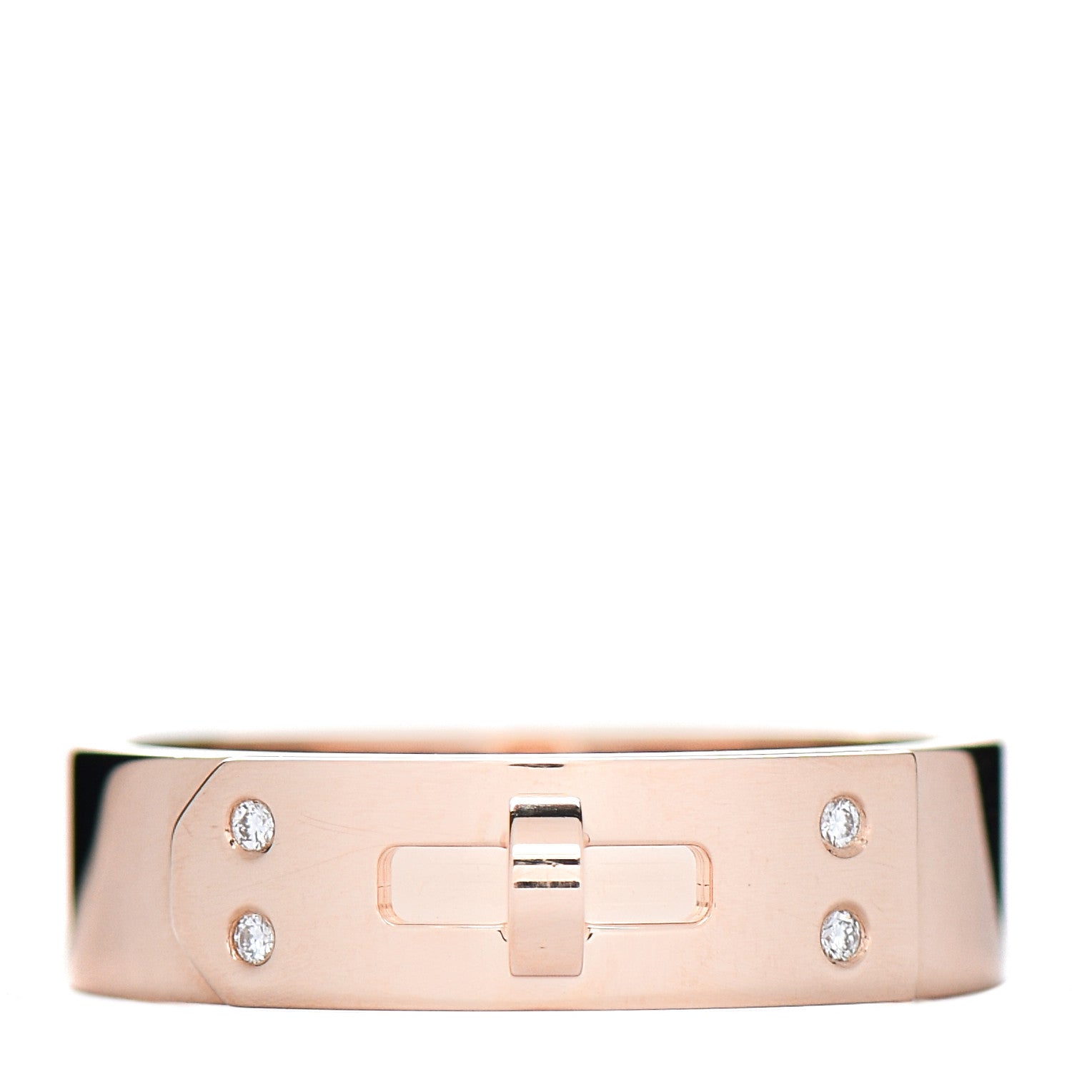 Hermes 18K Rose Gold Diamond PM Kelly Ring 51 5.75 1 of 5