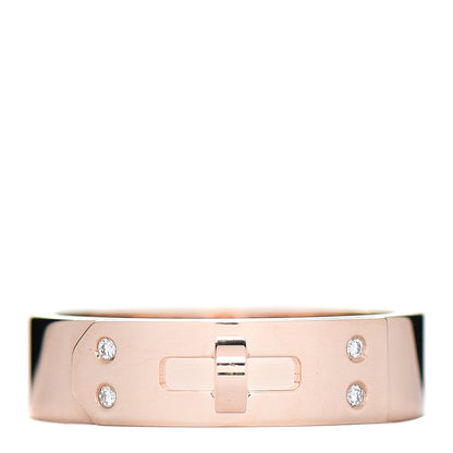 Hermes 18K Rose Gold Diamond PM Kelly Ring 51 5.75 1 of 5