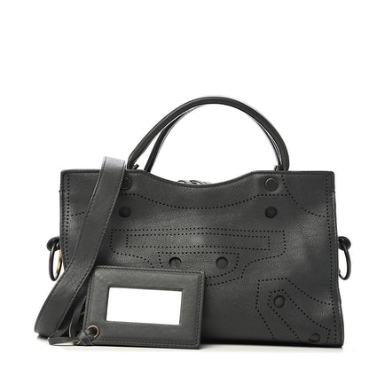 Balenciaga Veau Soyeux Perforated Blackout Hardware Mini City Gris Fossile 1 of 11