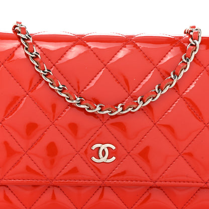 Chanel Patent Quilted Wallet On Chain WOC Red 8 of 10