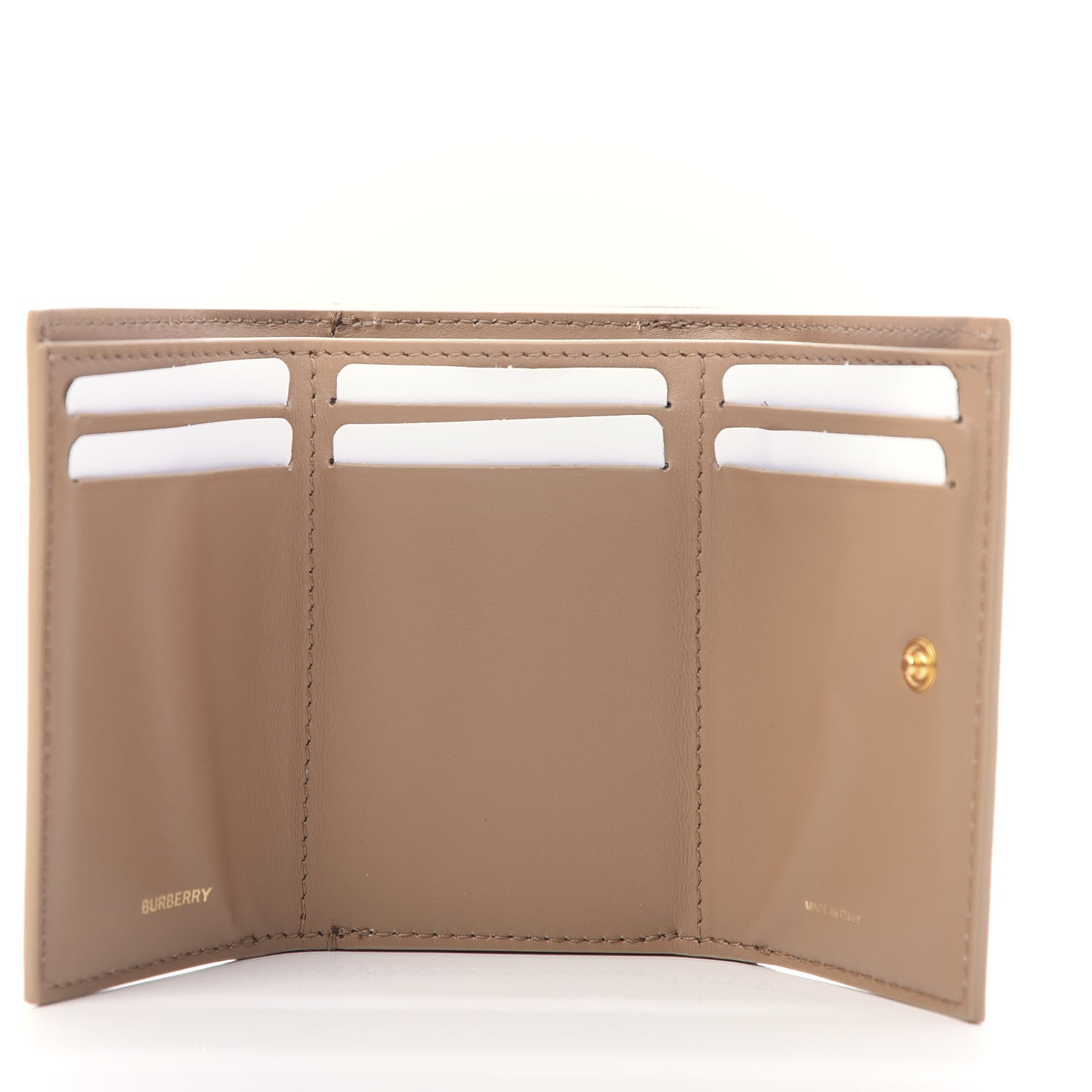 Burberry Grained Calfskin Monogram Double Flap Lark Wallet Beige 5 of 10