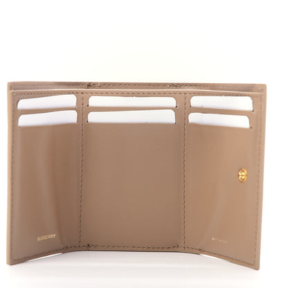 Burberry Grained Calfskin Monogram Double Flap Lark Wallet Beige 5 of 10