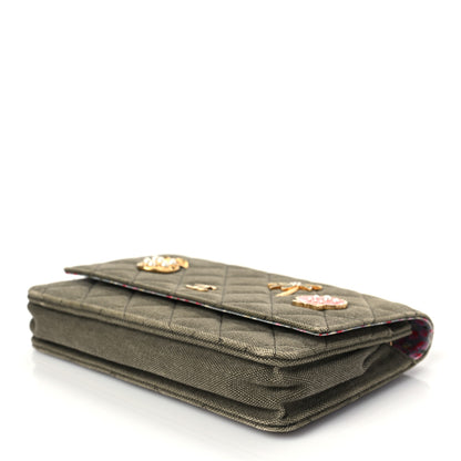 Chanel Canvas Quilted Coco Cuba Charms Wallet On Chain WOC Khaki 8 of 8