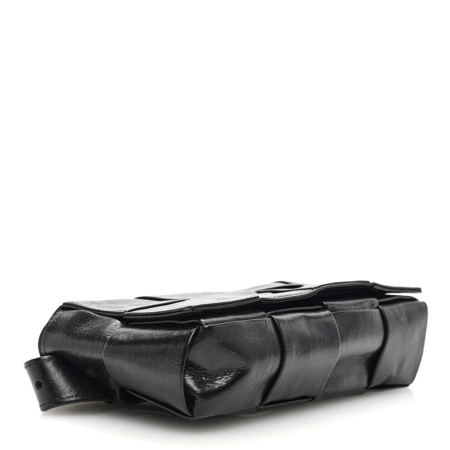 Bottega Veneta Paper Calfskin Intreccio Cassette Belt Bag Black 4 of 9