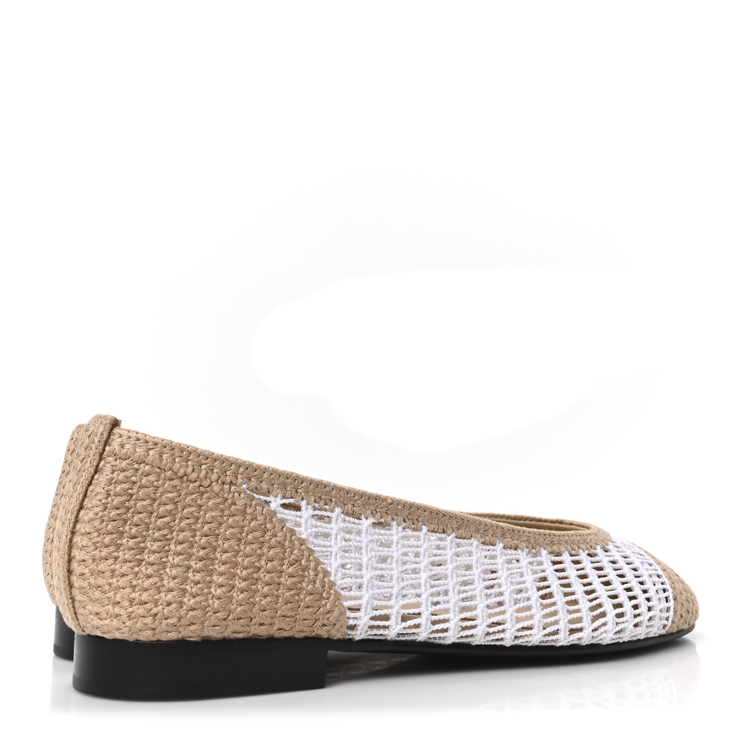Chanel Raffia Cap Toe Ballerina Flats 37.5 White Beige 5 of 9