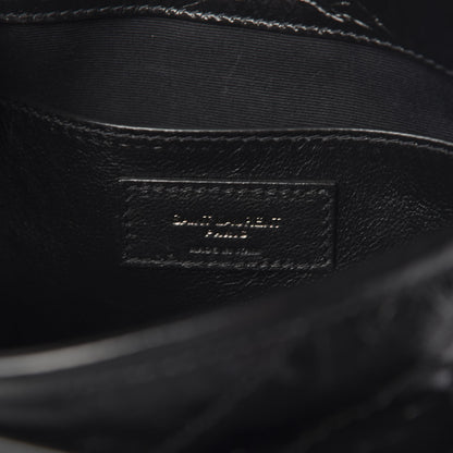 Saint Laurent Crinkled Calfskin Matelasse Monogram Baby Niki Chain Satchel Black 6 of 9