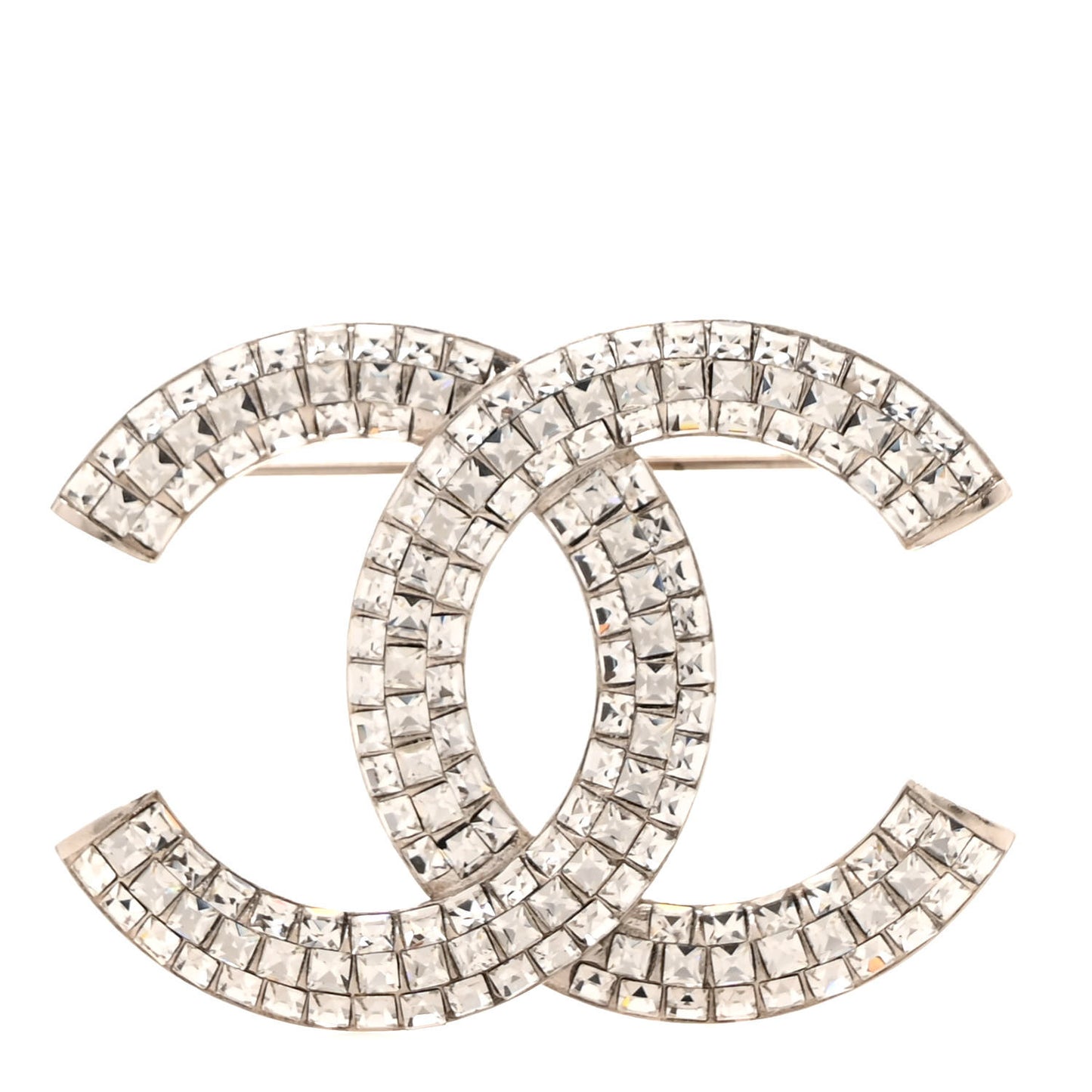 Baguette Crystal CC Brooch Silver