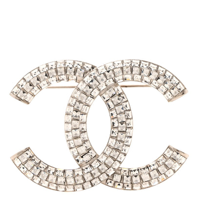 Chanel Baguette Crystal CC Brooch Silver 1 of 4