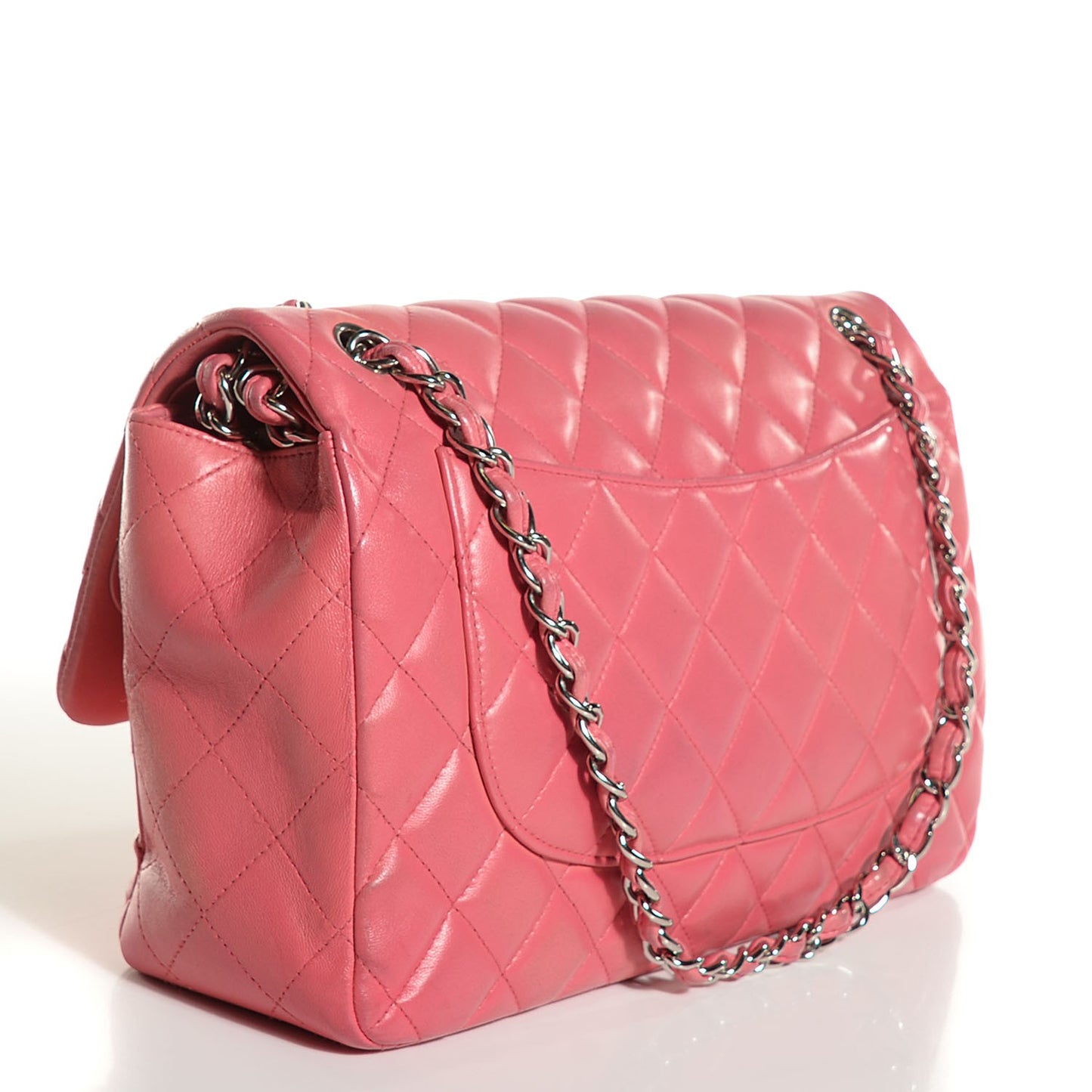 Lambskin Quilted Jumbo Double Flap Dark Pink
